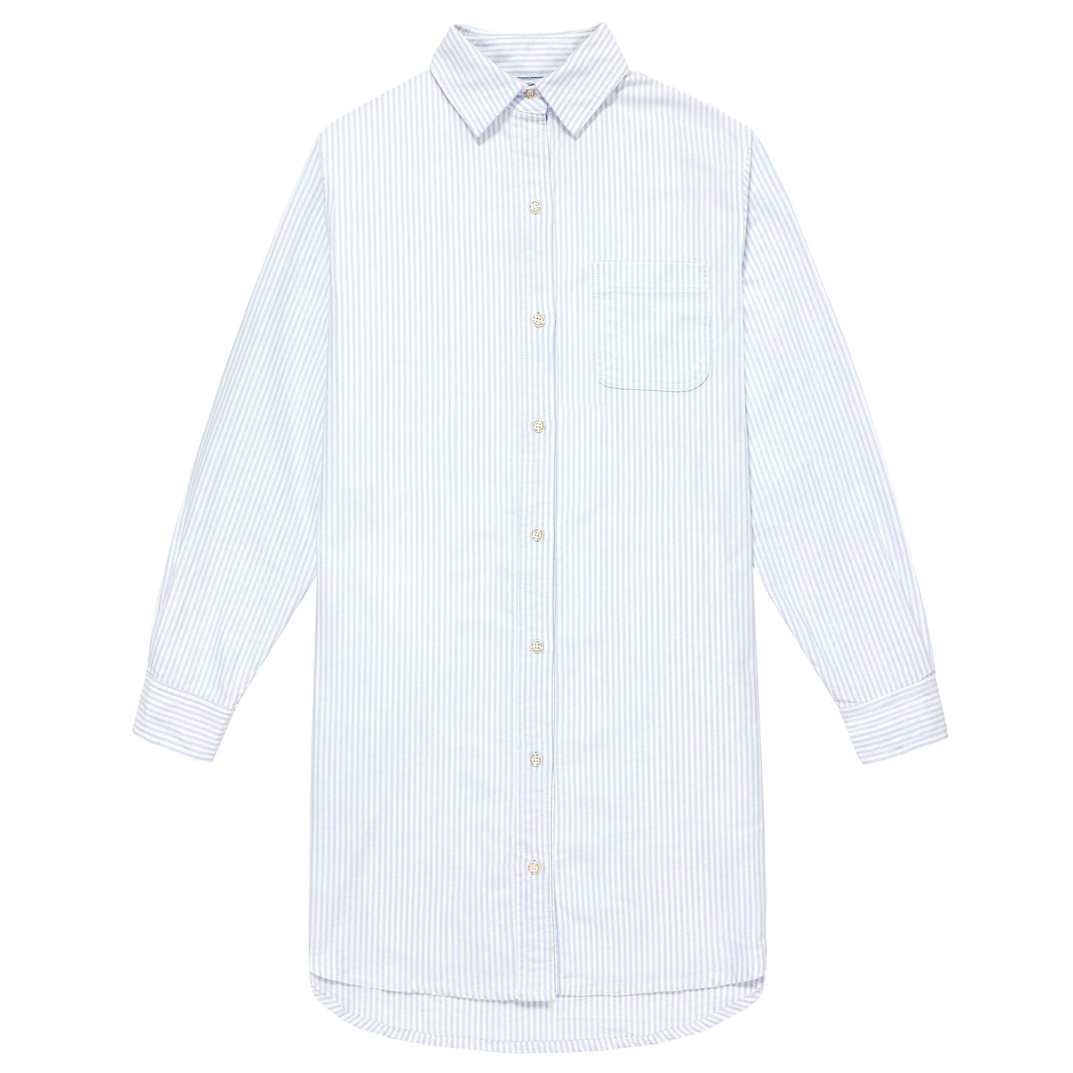 Made in Canada 100% Cotton Button Up Blue Oxford Stripe Dress - Province of Canada