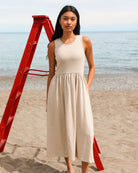 Made in Canada 100% Cotton Tank Dress Oatmeal Beige - Province of Canada