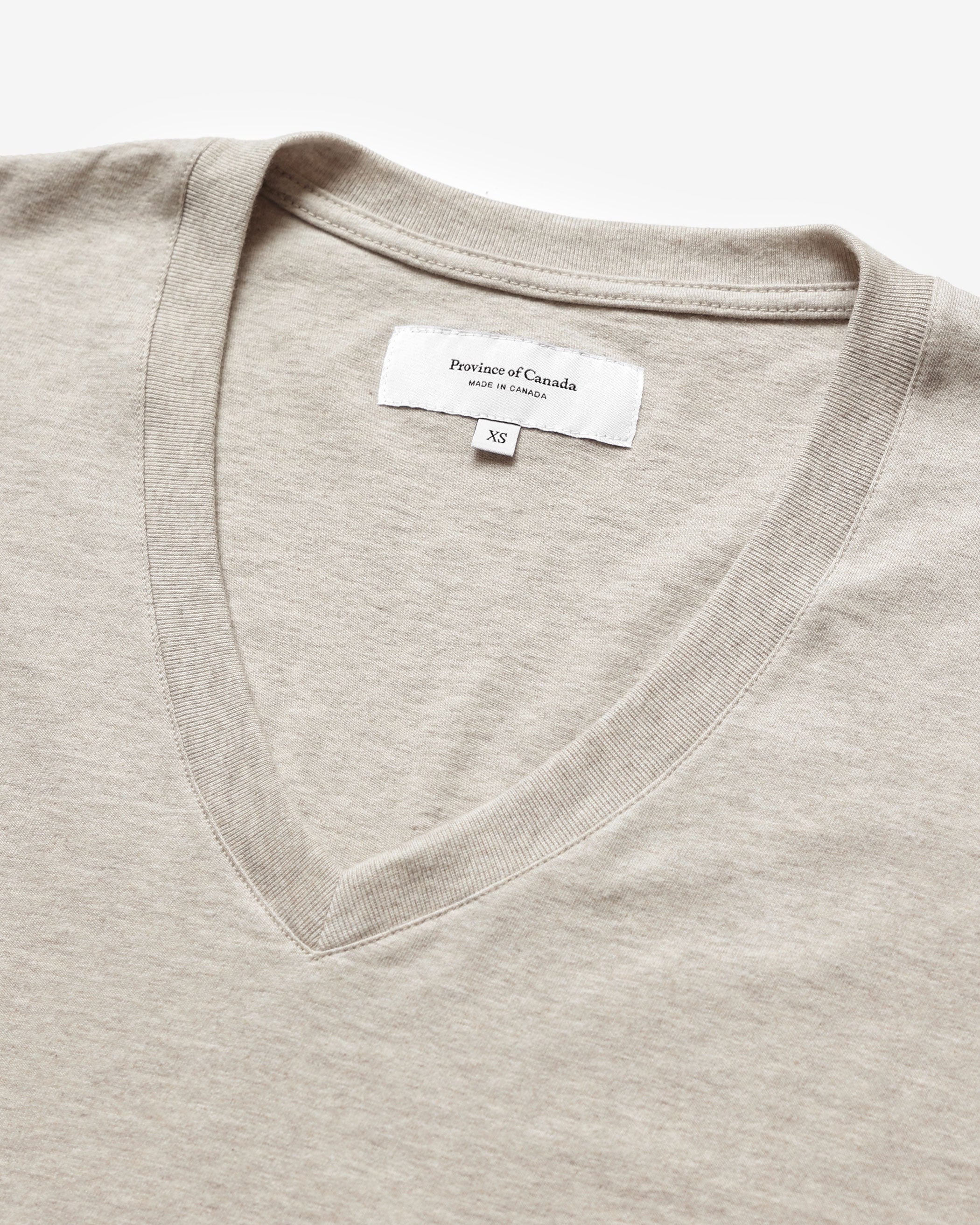 Made in Canada Friday V-Neck Tee Oatmeal 100% Organic Cotton - Province of Canada