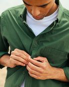 Made in Canada 100% Cotton Washed Poplin Shirt Forest Green - Unisex - Province of Canada