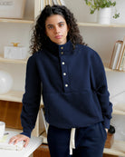 Made in Canada 100% Cotton Reverse Fleece Pullover Navy - Unisex - Province of Canada