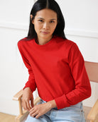 Made in Canada 100% Organic Cotton Monday Long Sleeve Crop Top Red - Unisex - Province of Canada 