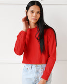 Made in Canada 100% Organic Cotton Monday Long Sleeve Crop Top Red - Unisex - Province of Canada 