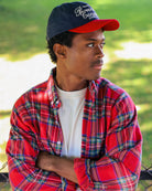 Made in Canada 100% Cotton Redwood Red Plaid Flannel Shirt Navy - Unisex - Province of Canada