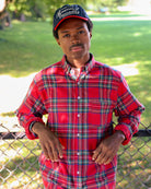 Made in Canada 100% Cotton Redwood Red Plaid Flannel Shirt Navy - Unisex - Province of Canada