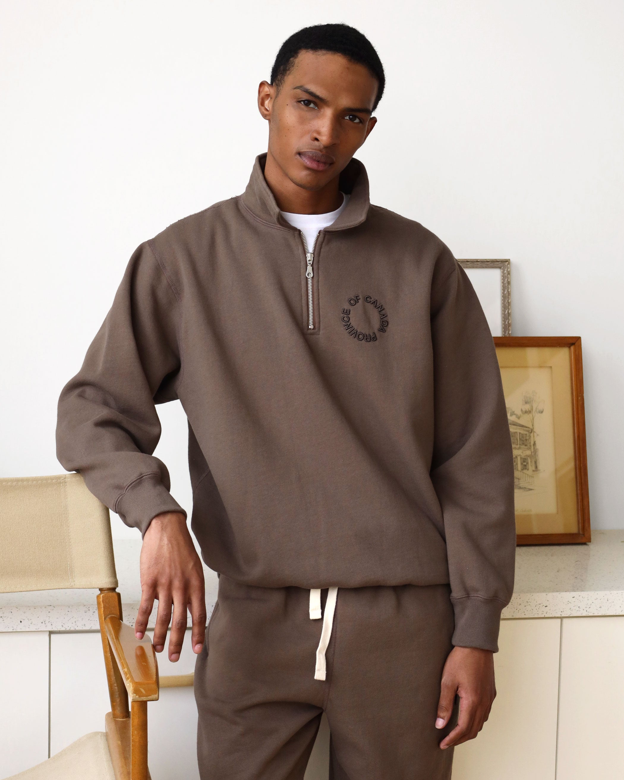 Made in Canada Half Zip Fleece Sweatshirt Chestnut - Unisex - Province of Canada