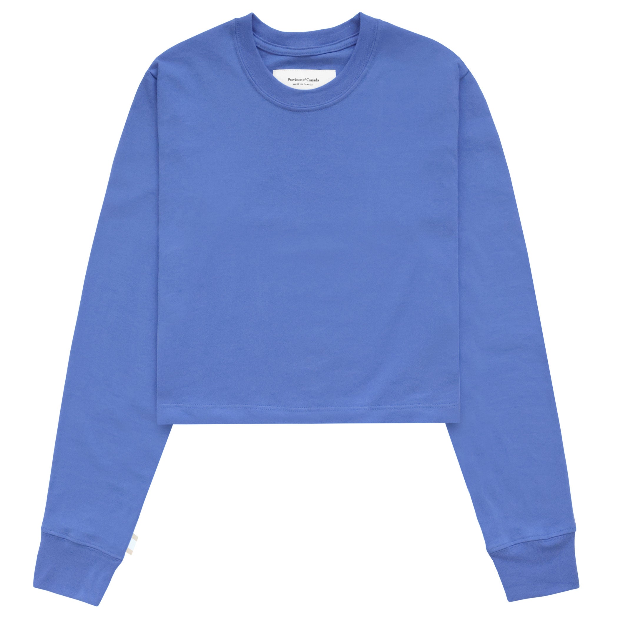 Made in Canada 100% Organic Cotton Monday Long Sleeve Crop Top Periwinkle - Unisex - Province of Canada 