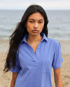 Made in Canada 100% Cotton Popover Dress Periwinkle - Province of Canada 