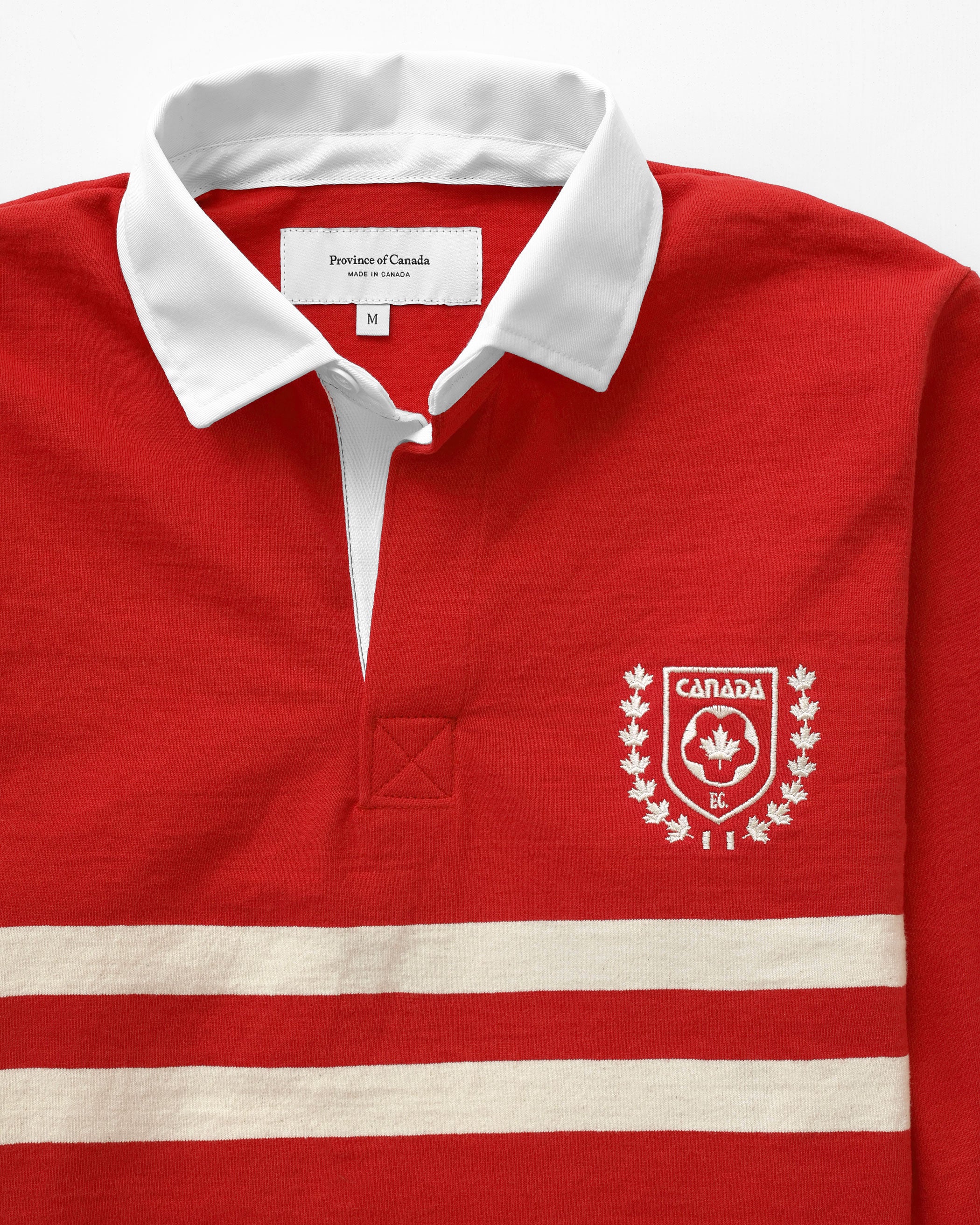 Made in Canada 100% Cotton Canada Crest Long Sleeve Polo Red - Unisex - Province of Canada