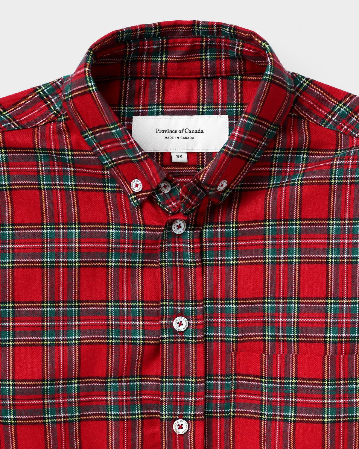 Made in Canada 100% Cotton Red Plaid Flannel Shirt Red Green Yellow - Unisex - Province of Canada
