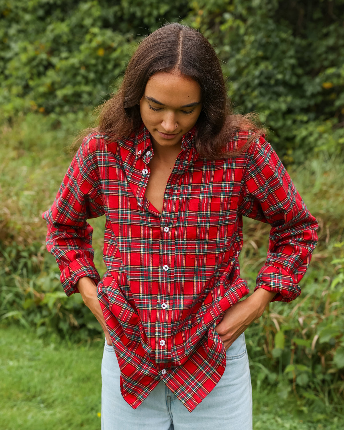 Made in Canada 100% Cotton Red Plaid Flannel Shirt Red Green Yellow - Unisex - Province of Canada