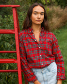 Made in Canada 100% Cotton Red Plaid Flannel Shirt Red Green Yellow - Unisex - Province of Canada