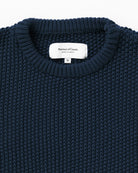 Made in Canada 100% Cotton Cotton Knit Seed Stitch Sweater Marine Navy Blue - Unisex - Province of Canada