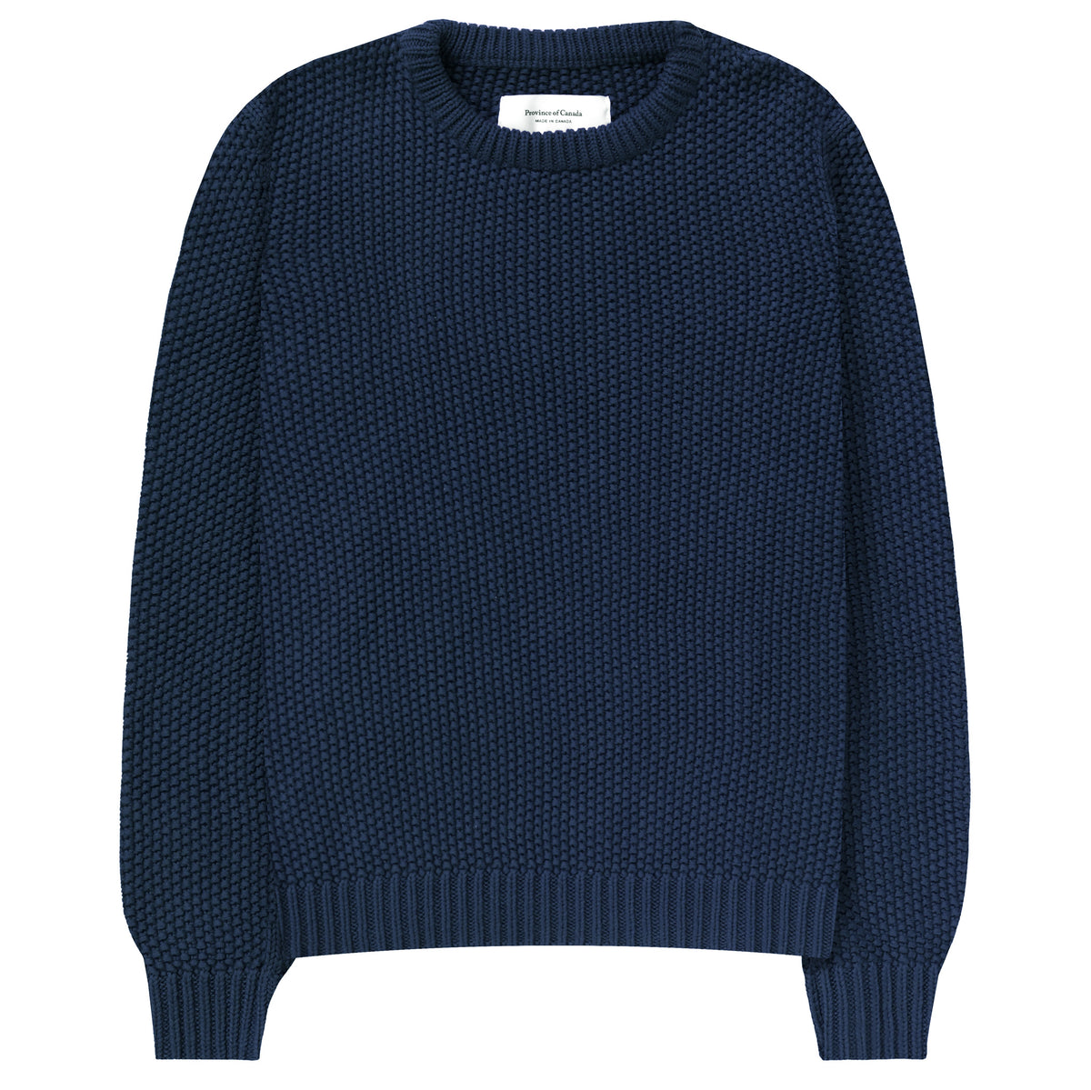 Made in Canada 100% Cotton Cotton Knit Seed Stitch Sweater Marine Navy Blue - Unisex - Province of Canada