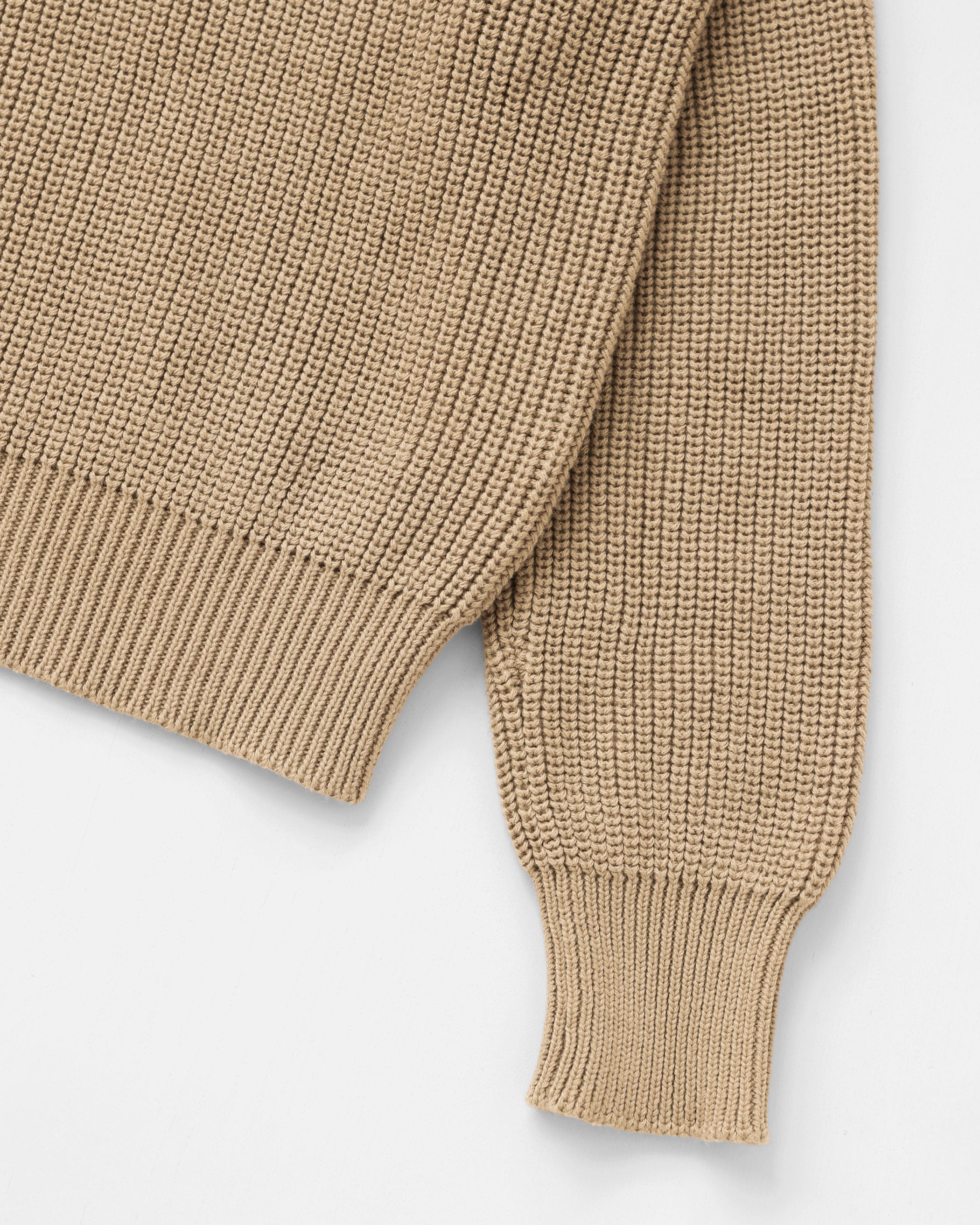 Made in Canada 100% Cotton Knit Half Zip Sweater Taupe Camel Beige - Unisex - Province of Canada