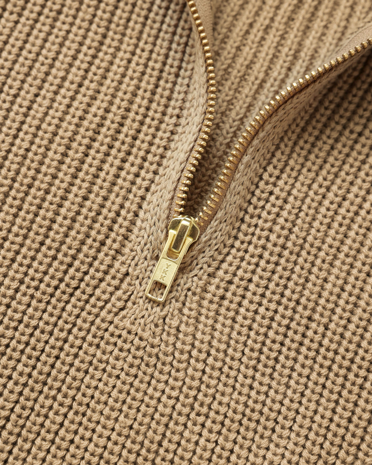 Made in Canada 100% Cotton Knit Half Zip Sweater Taupe Camel Beige - Unisex - Province of Canada
