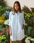 Made in Canada 100% Cotton Oxford Wide Stripe Dress Blue - Province of Canada