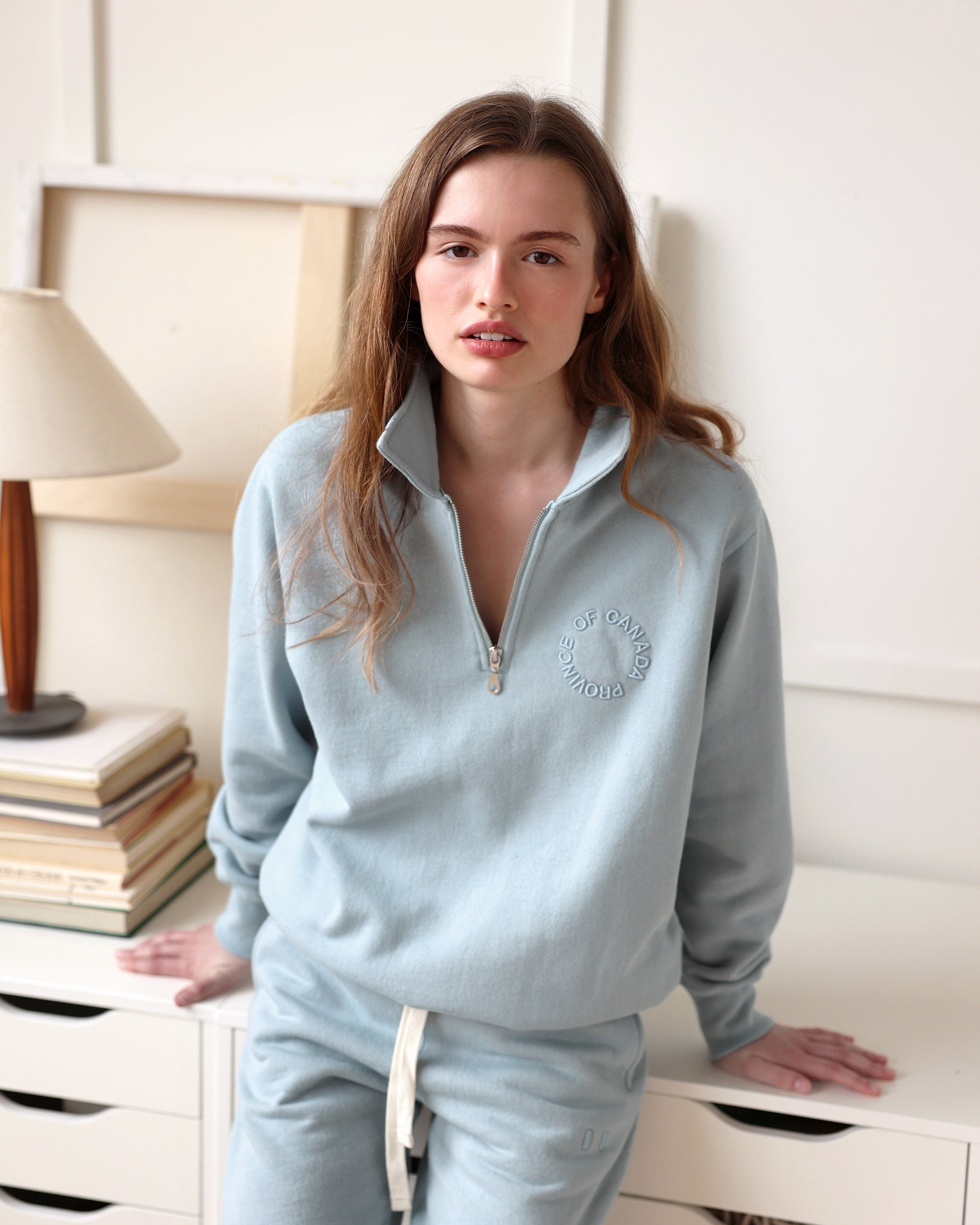 Made in Canada Half Zip Fleece Sweatshirt Blueish - Unisex - Province of Canada