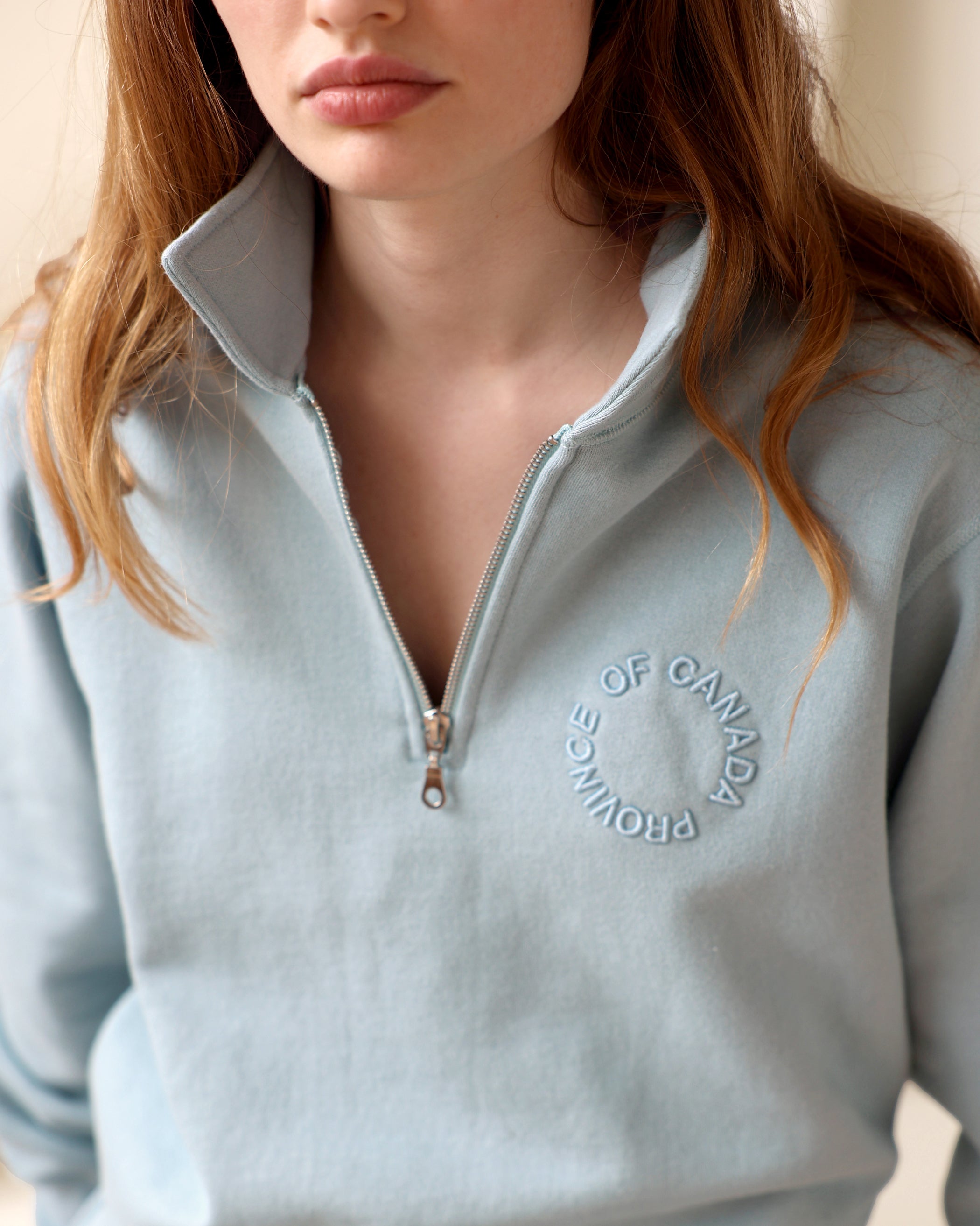 Made in Canada Half Zip Fleece Sweatshirt Blueish - Unisex - Province of Canada
