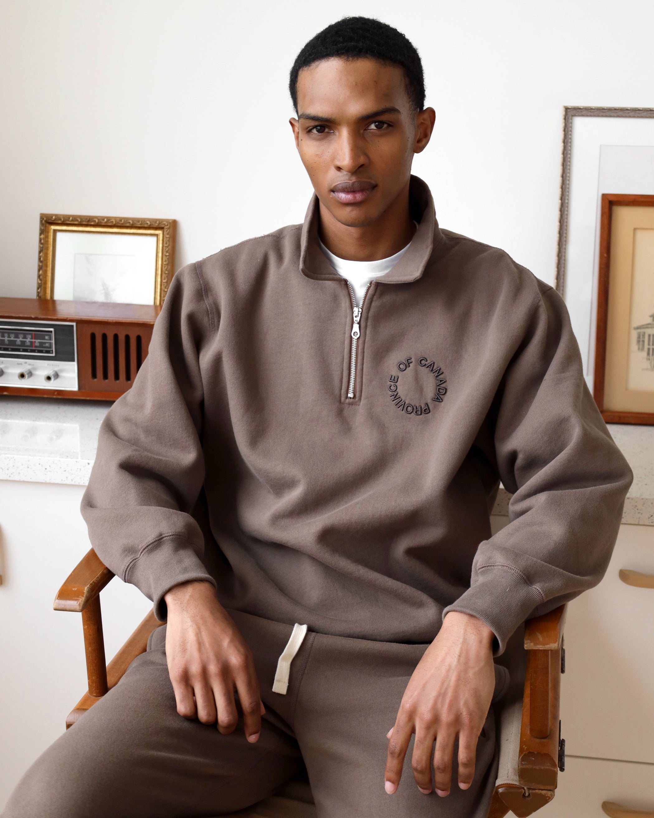 Made in Canada Half Zip Fleece Sweatshirt Chestnut - Unisex - Province of Canada