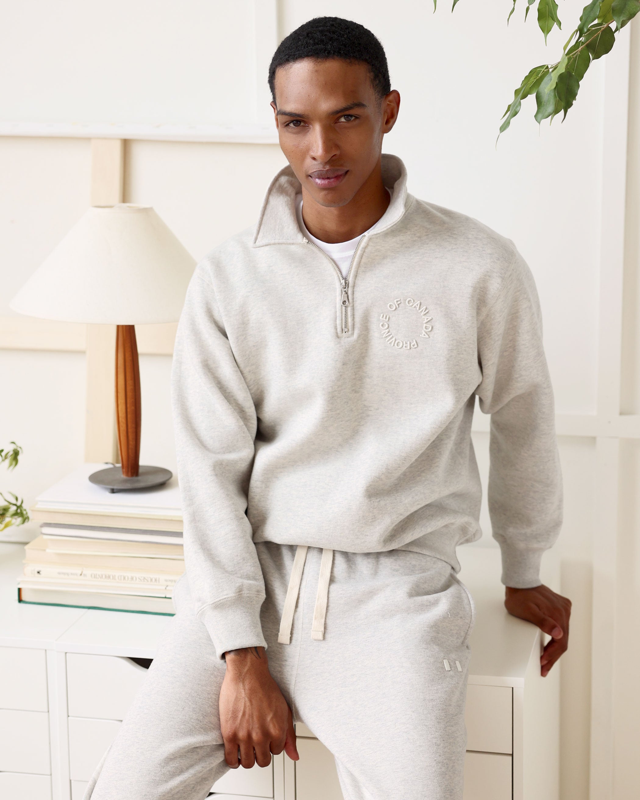 Made in Canada Half Zip Fleece Sweatshirt Eggshell - Unisex - Province of Canada