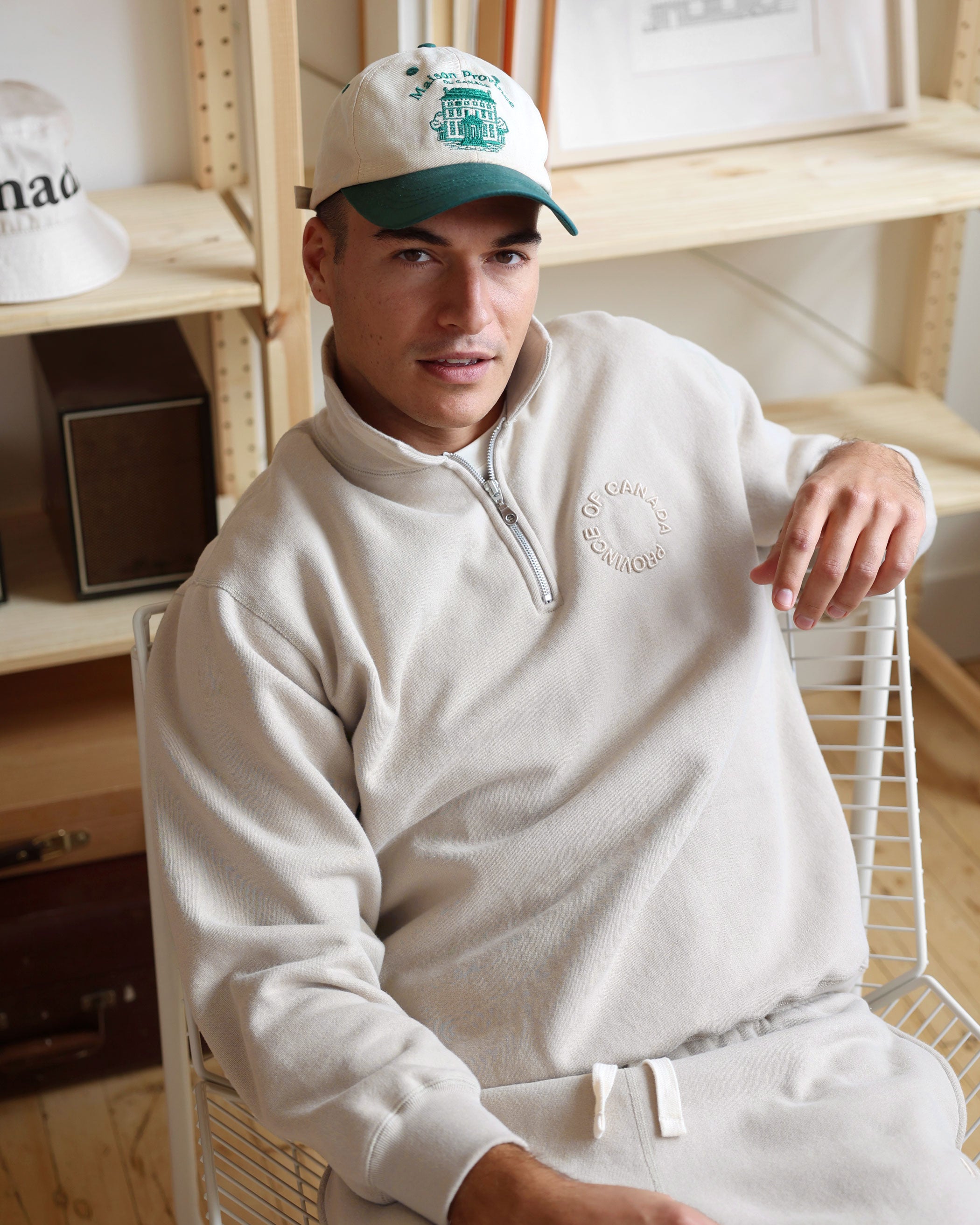 Made in Canada Half Zip Fleece Sweatshirt Beach - Unisex - Province of Canada